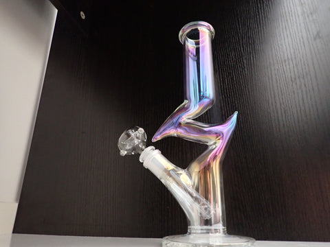 12.5 Inch Oil Spill Coloured Glass Lightning Water Pipe