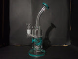 28 cm Easy Toke Perc Water Pipe with Teal Pattern