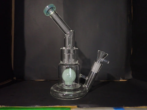 26 cm Clear Green Twin Perc Dab Rig Style Water Pipe