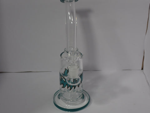 28 cm Easy Toke Perc Water Pipe with Teal Pattern