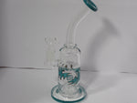 28 cm Easy Toke Perc Water Pipe with Teal Pattern