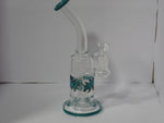 28 cm Easy Toke Perc Water Pipe with Teal Pattern