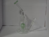 26 cm Clear Green Twin Perc Dab Rig Style Water Pipe